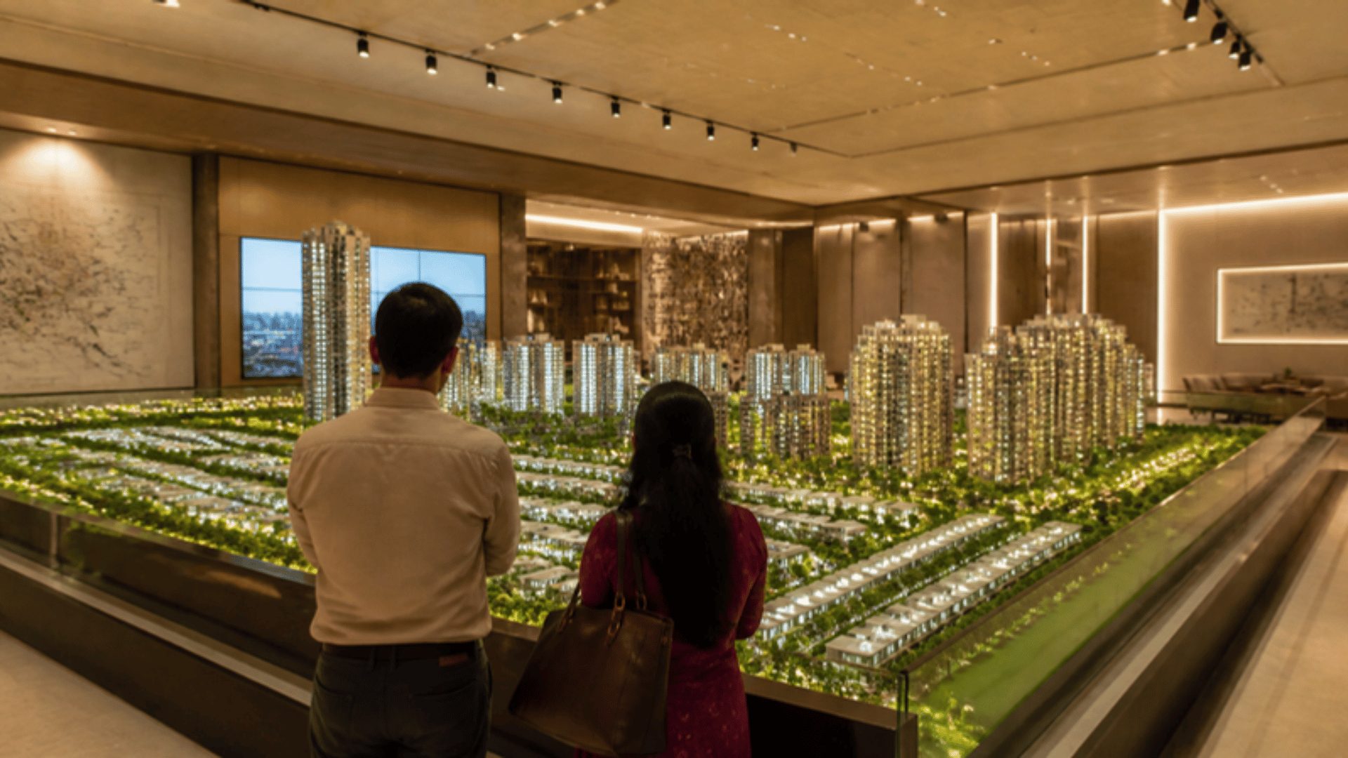 Buyers at a project sales gallery, the result of real estate digital marketing services in Hyderabad
