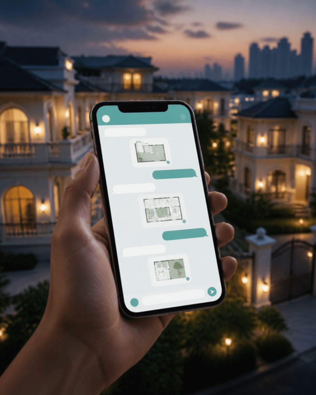 WhatsApp marketing AI chatbot for real estate replying to a buyer in Hyderabad within seconds